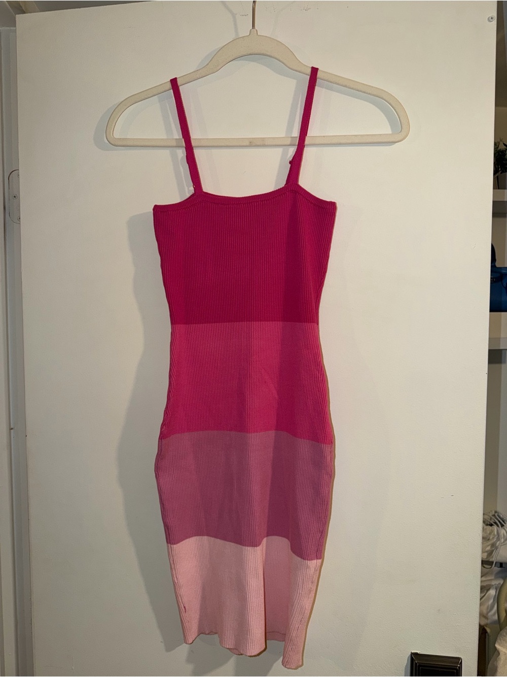 Fashion Nova Pink Gradient Ribbed Midi Dress